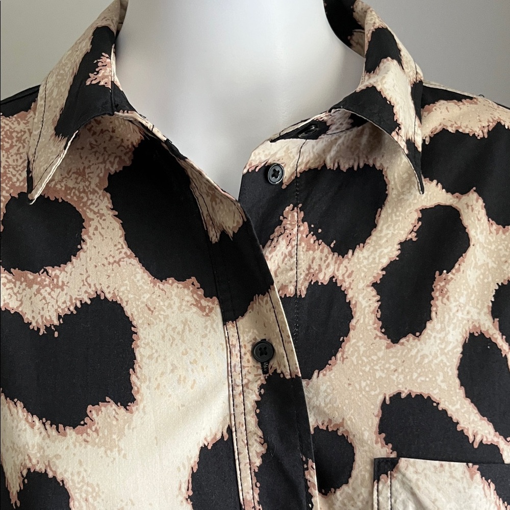 H&M Leopard Print Long Shirt Dress Size L - Picture 7 of 11